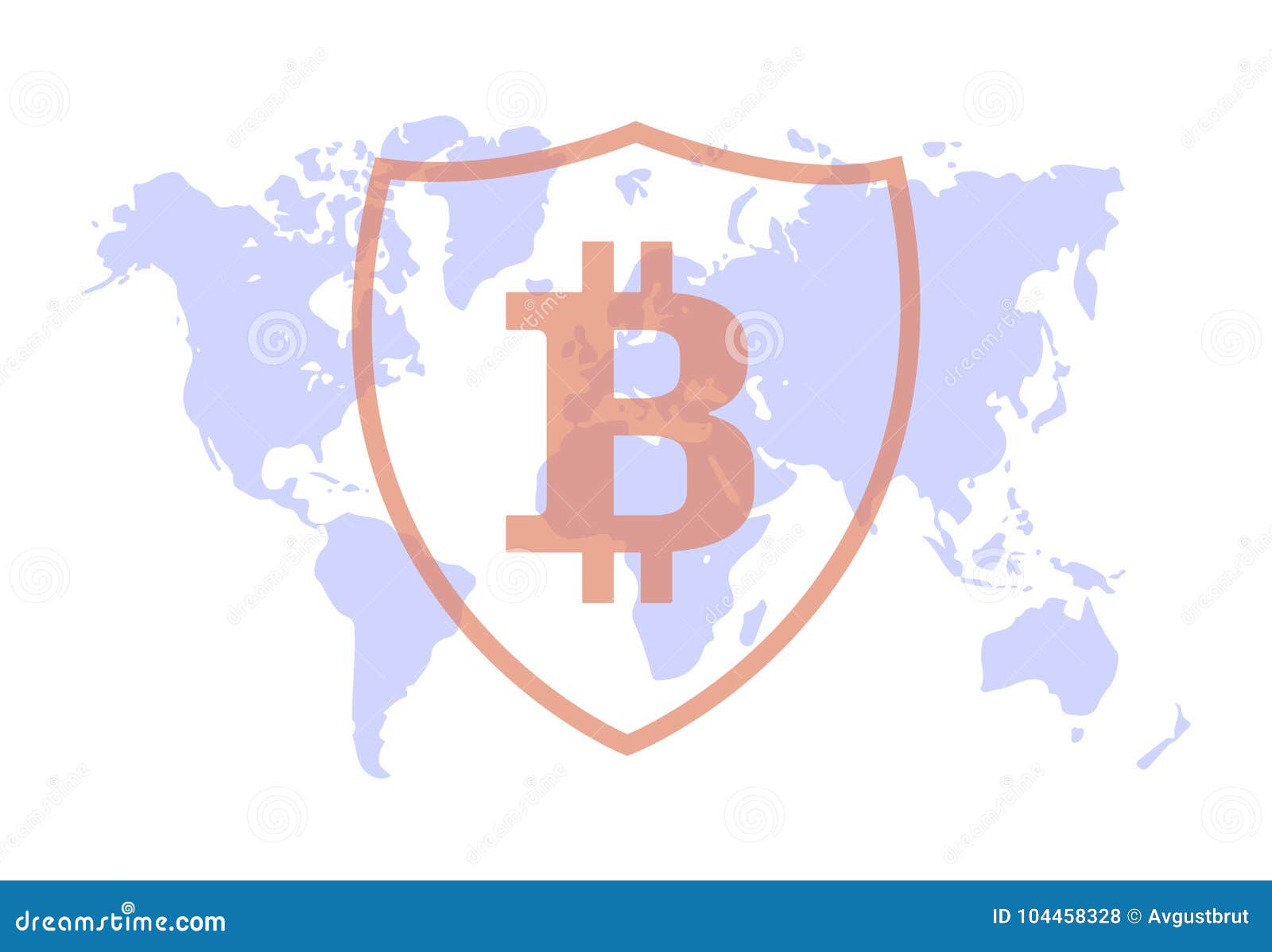 Bitcoin Protection On The Background Map Stock Vector - 